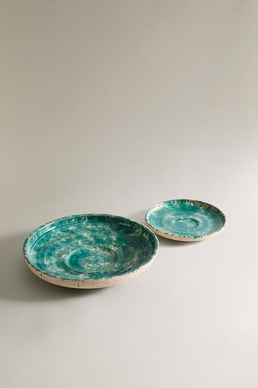 DECORATIVE TERRACOTTA TRAY - Blues by Zara - Image 1