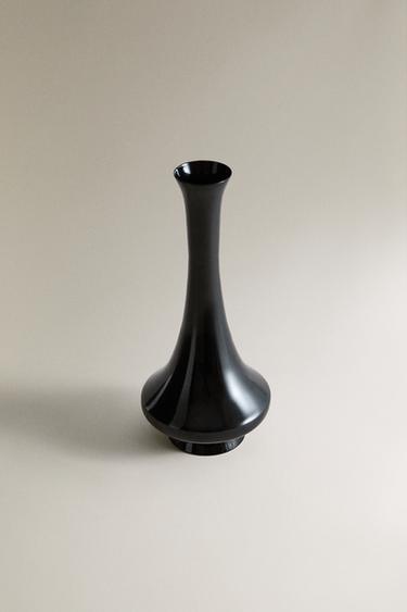 ELONGATED GLOSS VASE - Black by Zara - Image 1
