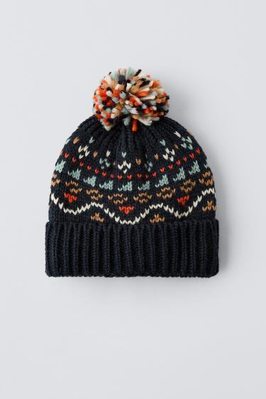 GORRO PUNTO JAQUARD - Azul de Zara