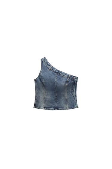 TOP DENIM TRF ASIMÉTRICO