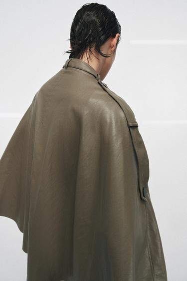 ZW COLLECTION FAUX LEATHER CAPE JACKET - Taupe grey by Zara - Image 2