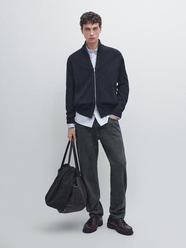 Zara Wool blend cardigan with zip detail - Navy blue