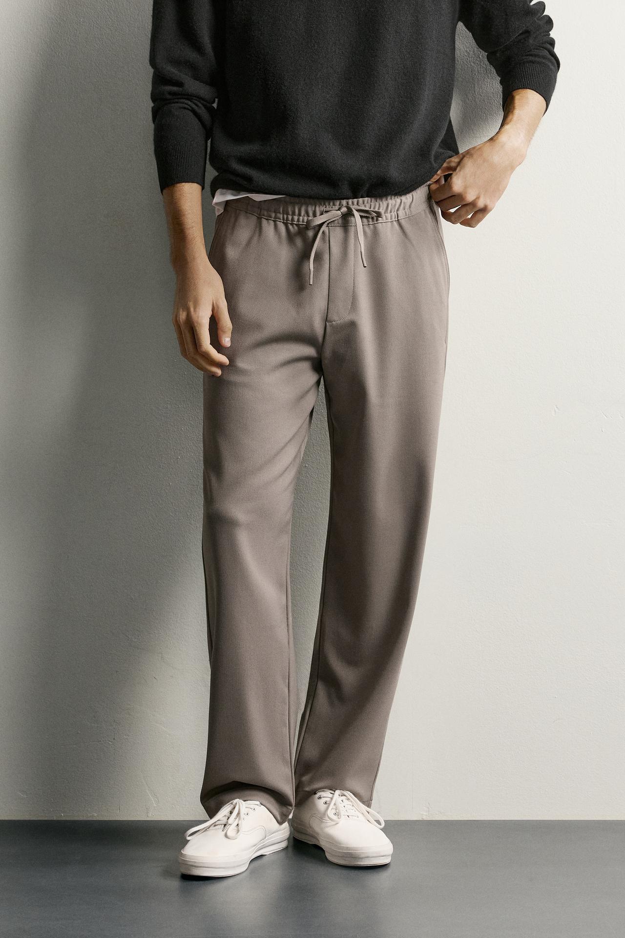 COMFORT REGULAR FIT PANTS — Mink