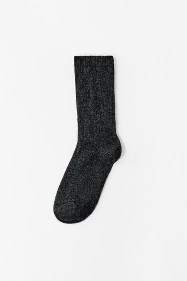 ГЛАДКИЕ НОСКИ ИЗ ШЕРСТИ — СЕРЫЙ С МЕЛАНЖЕВЫМ ЭФФЕКТОМ от Zara