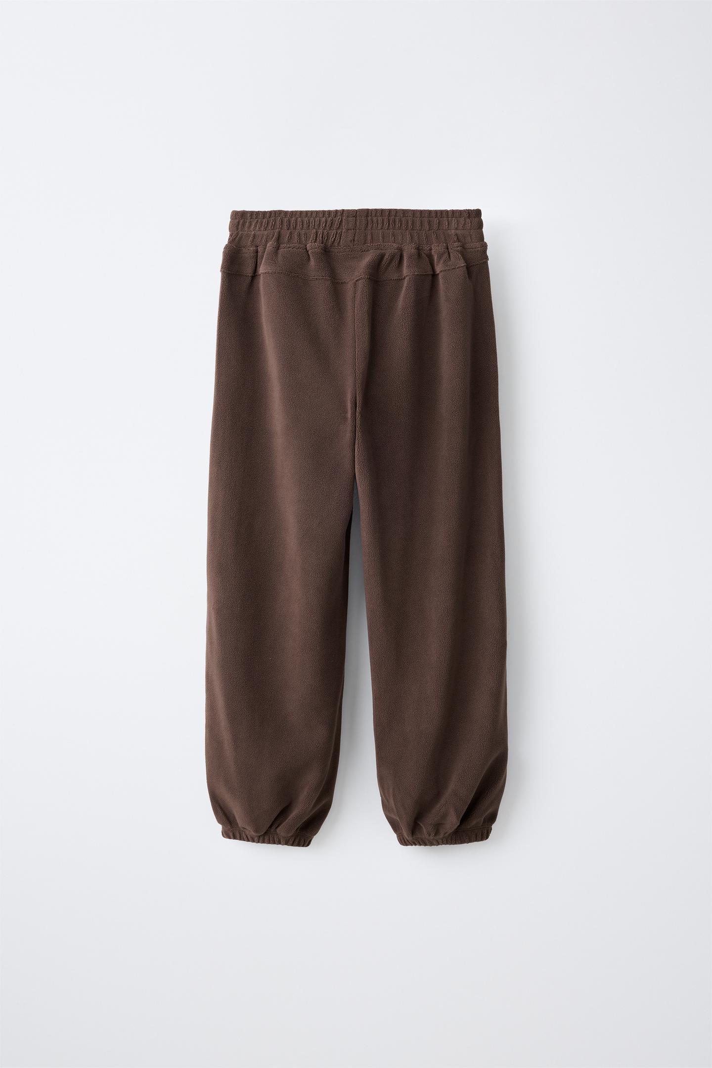Детские брюки Zara Contrast Piping Fleece Lined, цвет: Коричневый — фото 2