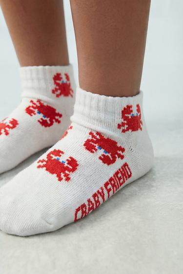 PACK DE TRÊS PARES DE MEIAS CURTAS ESTAMPADAS MAR - Multicolor da Zara