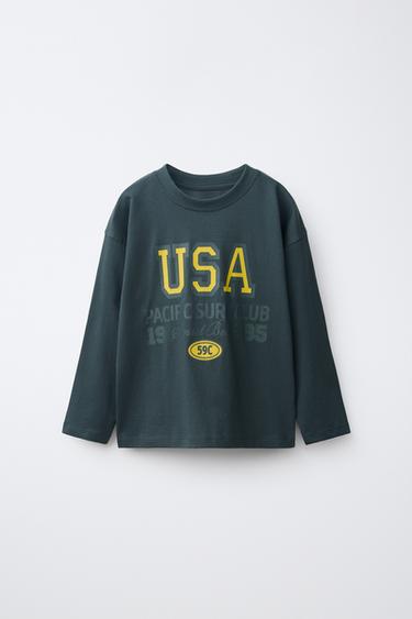 VARSITY PRINT T-SHIRT - Blue green by Zara