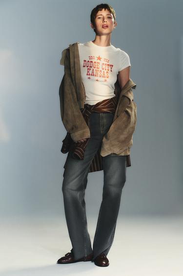 JEANS TRF WIDE LEG TIRO ALTO FULL LENGTH - Gris antracita de Zara