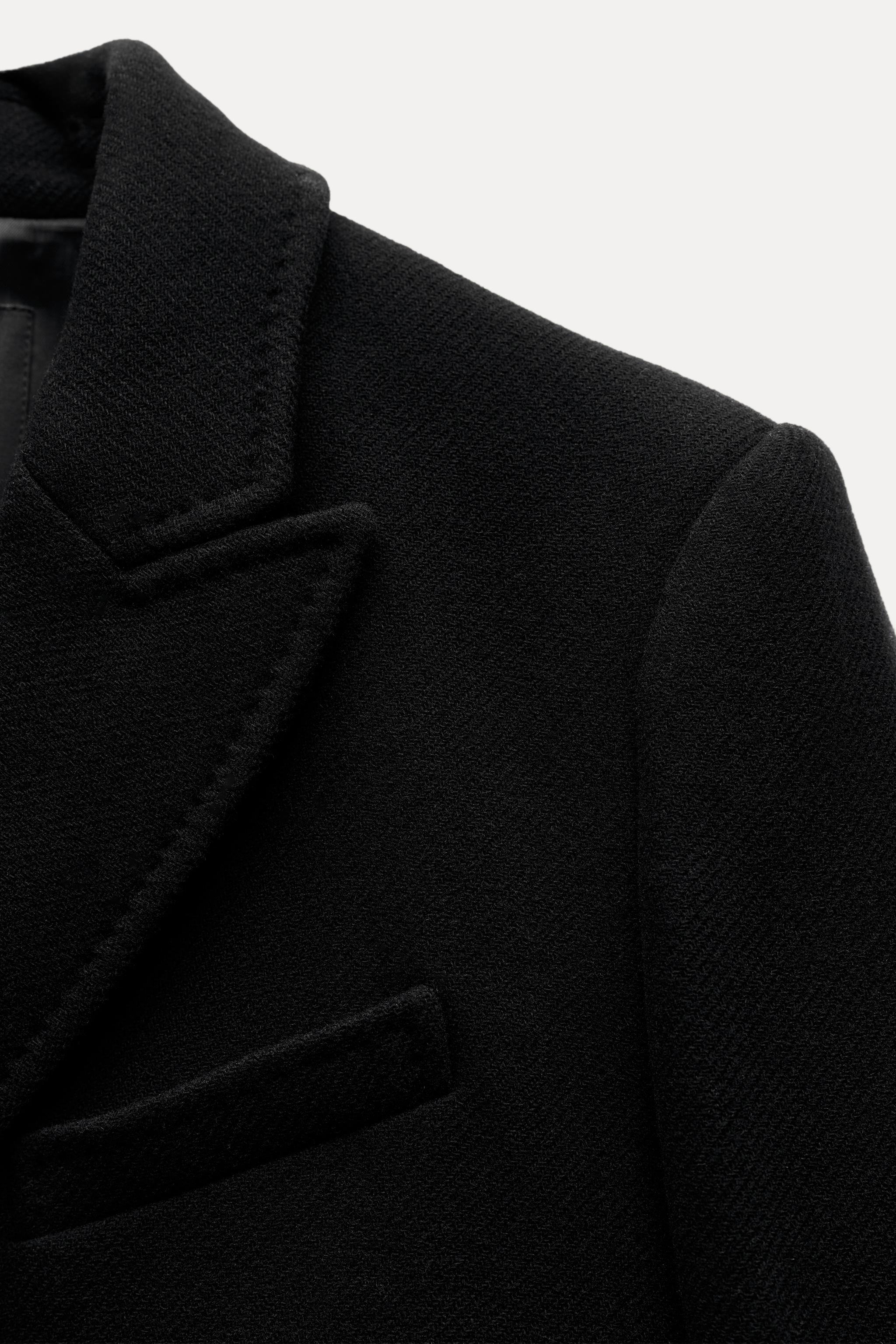 ZW COLLECTION MANTECOウール混紡ロングコート - ブラック