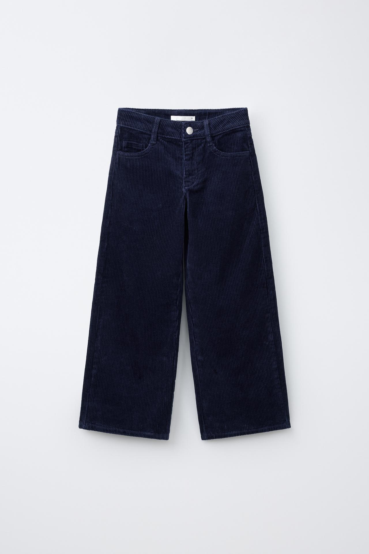 STAR CORDUROY WIDE-LEG PANTS — Navy blue