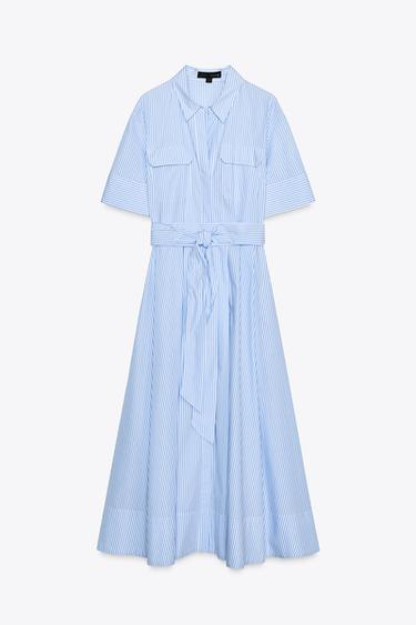 ROBE CHEMISE EN POPELINE ZW COLLECTION - rayures de Zara - Image 5