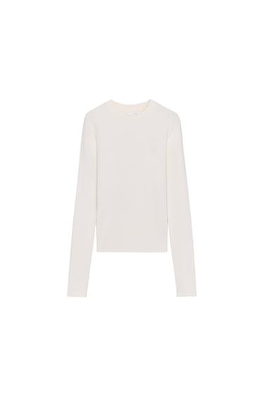 Zara VEZENA MAJICA DUGIH RUKAVA – Ekru