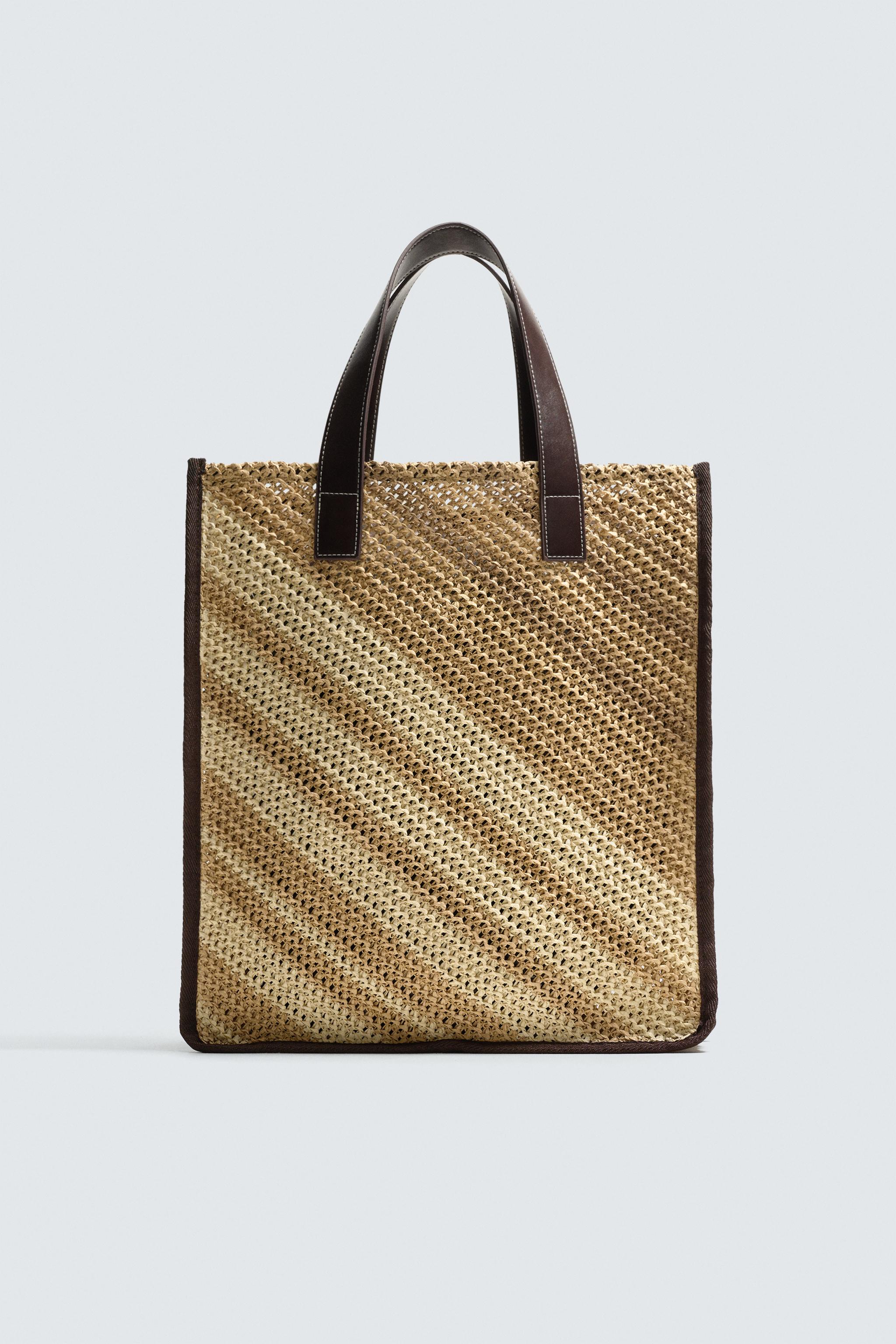 新品未使用ZARAダークブラウン 編み込みトートバッグ 編み込みトートバッグ - ブラウン | ZARA Japan / 日本