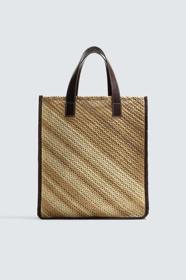 WOVEN TOTE BAG - Brown by Zara - Image 0