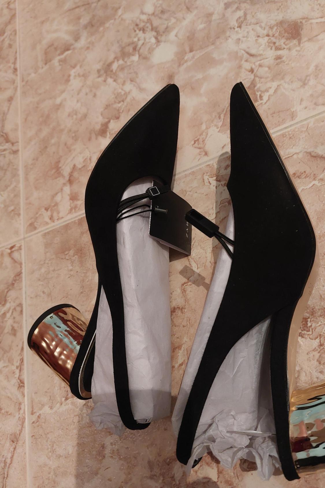 METALLIC HEELED SLINGBACK SHOES - Image 3