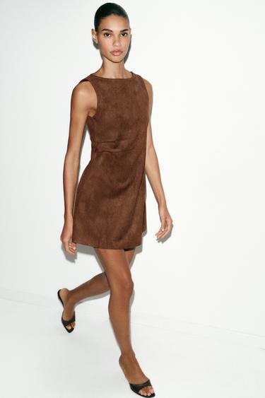 FAUX SUEDE SHORT DRESS - Caramel by Zara - Image 3