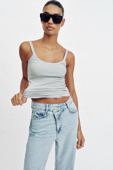 Z1975 STRAIGHT HIGH-WAIST CROSSOVER WAIST JEANS - Light blue by Zara - Image 2