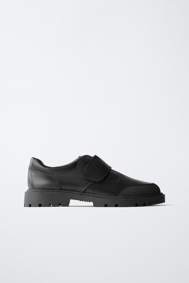 Zara LEATHER SCHOOL SHOES - Black