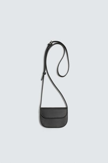 Zara MINI LEATHER CROSSBODY BAG - Black