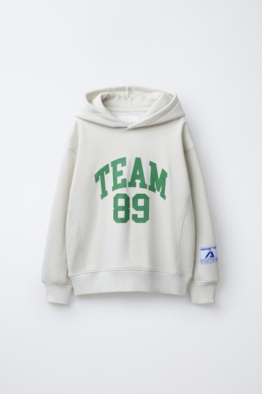 SUDADERA JOGGING CAPUCHA TEXTO  - Crudo de Zara