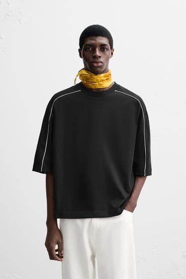 Zara CONTRAST TRIM SWEATSHIRT - Black