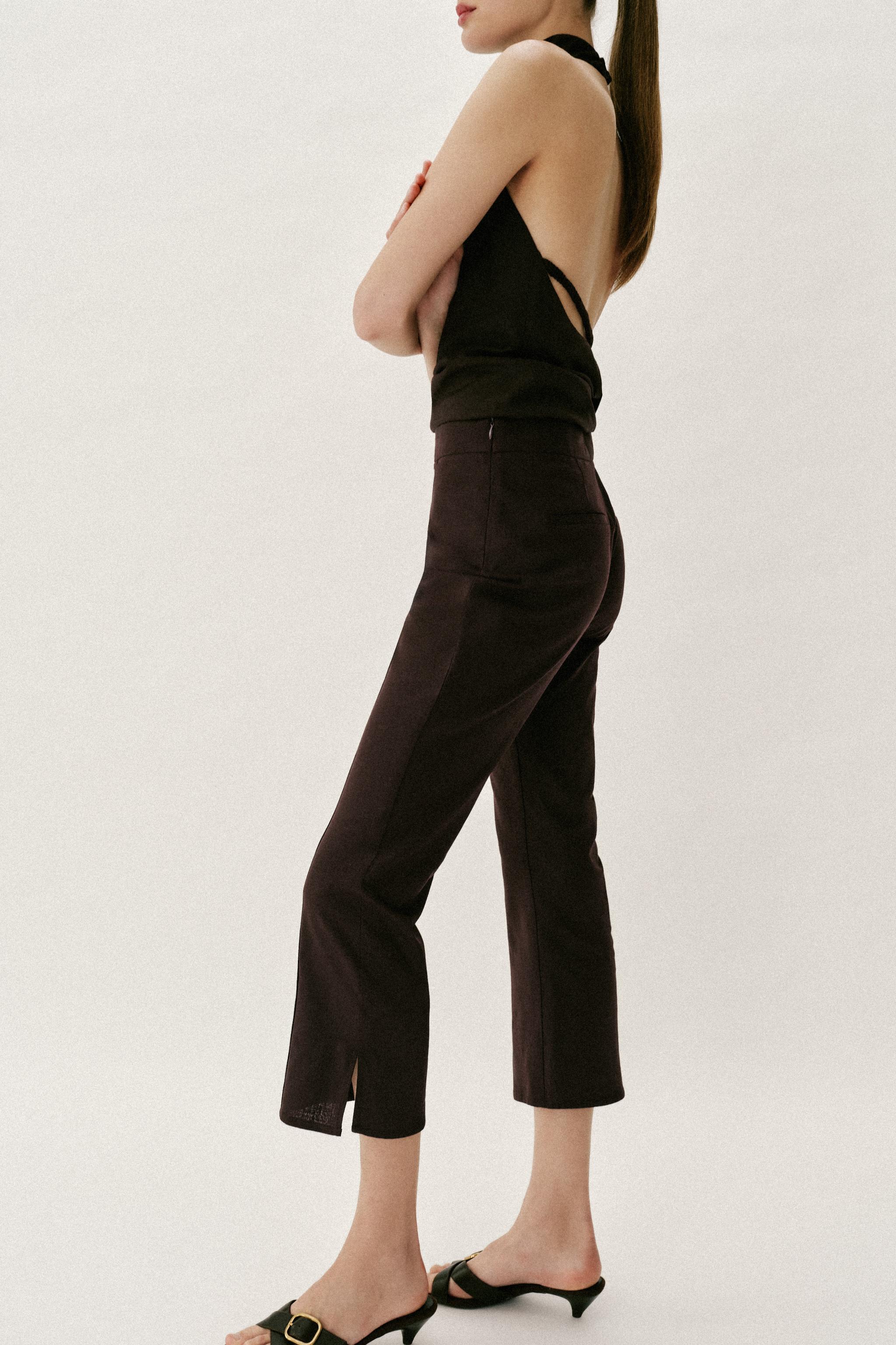 PANTALON MINI FLARE AVEC LIN