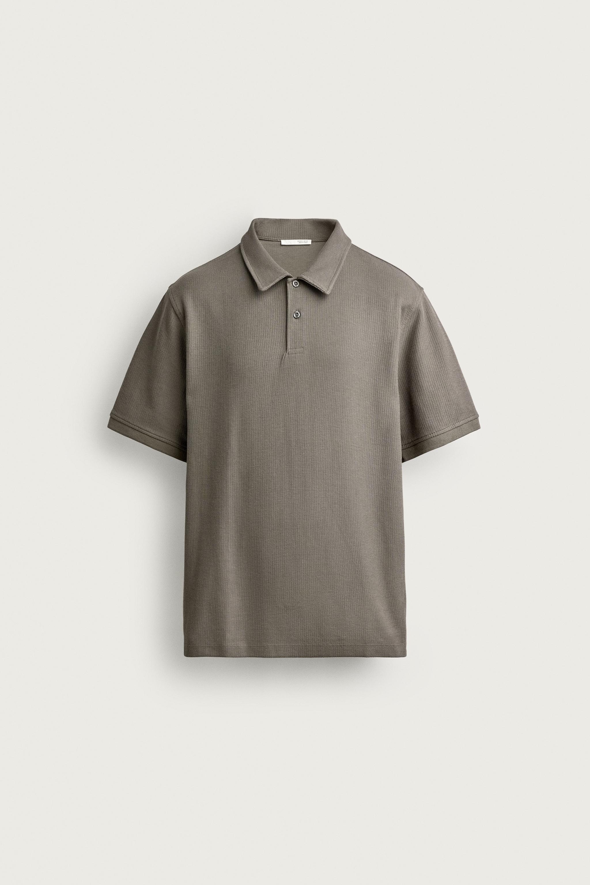 REGULAR FIT TEXTURED POLO — Light brown