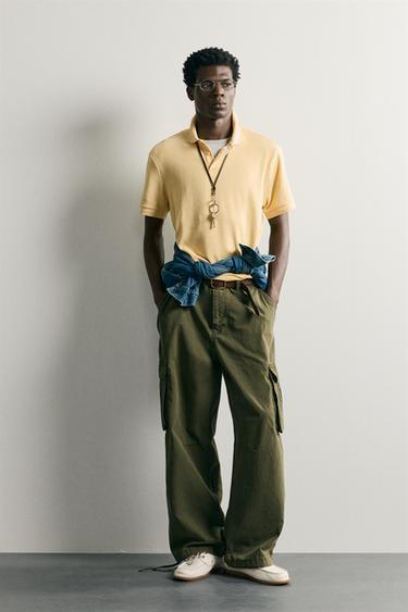POLO REGULAR FIT JACQUARD DE RATLLES - Groc de Zara