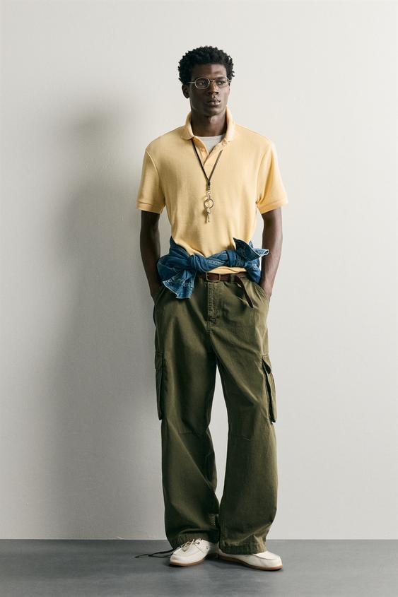 POLO REGULAR FIT JACQUARD RAYAS - Amarillo de Zara - Imagen 0