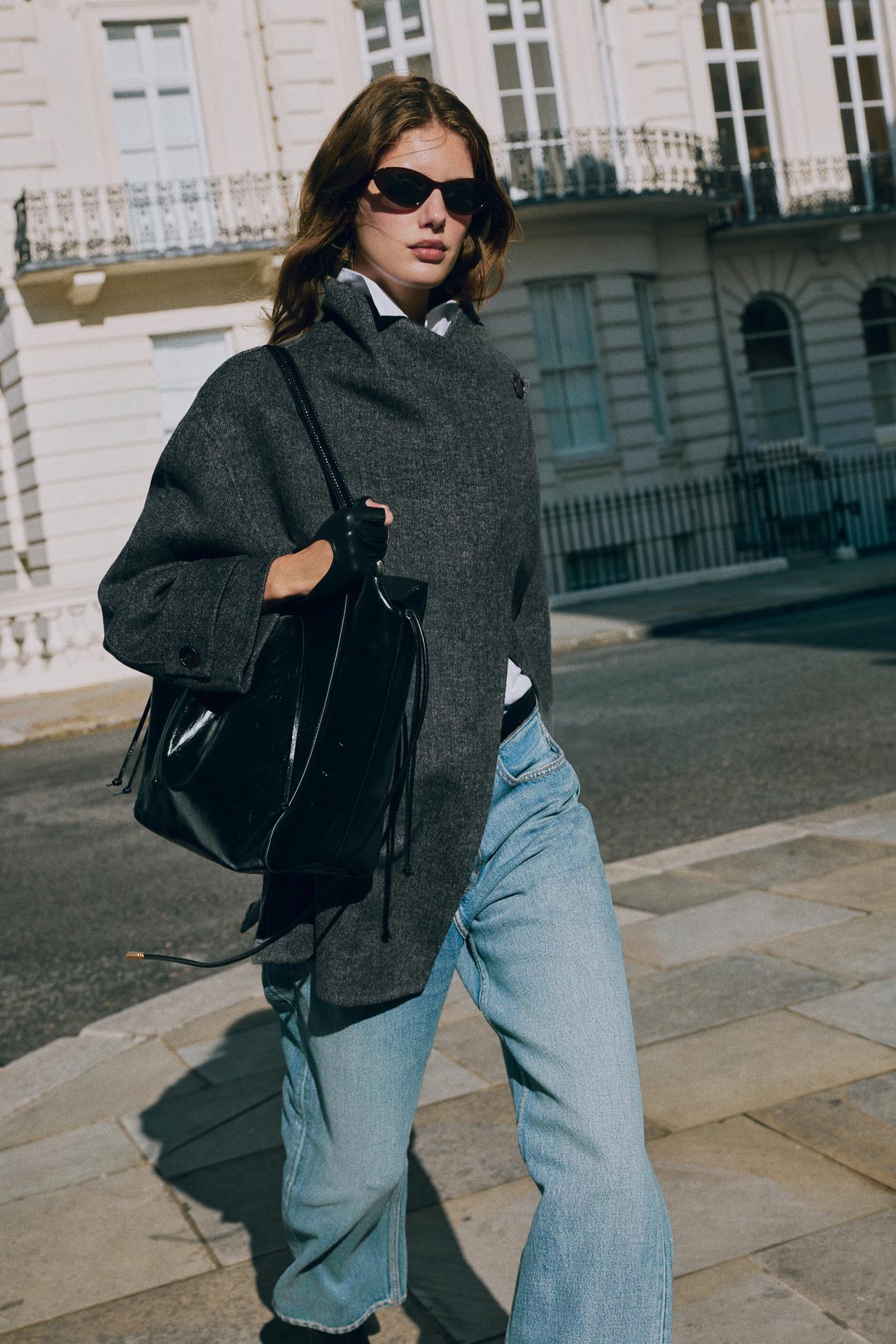 WOOL-BLEND BELTED DOUBLE-BREASTED COAT — Gray