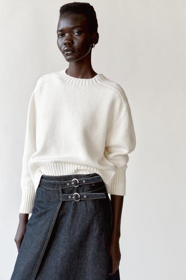 PLAIN KNIT SWEATER - Ecru by Zara