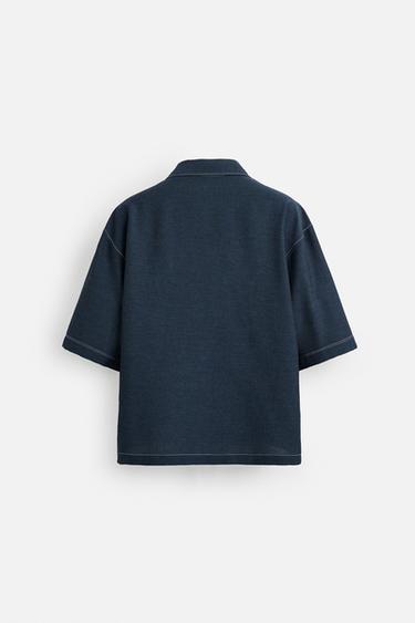 CHEMISE SURPIQÛRES CONTRASTE - Indigo de Zara - Image 8