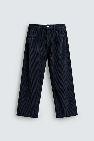 BAGGY FIT CORDUROY TROUSERS - Navy blue by Zara