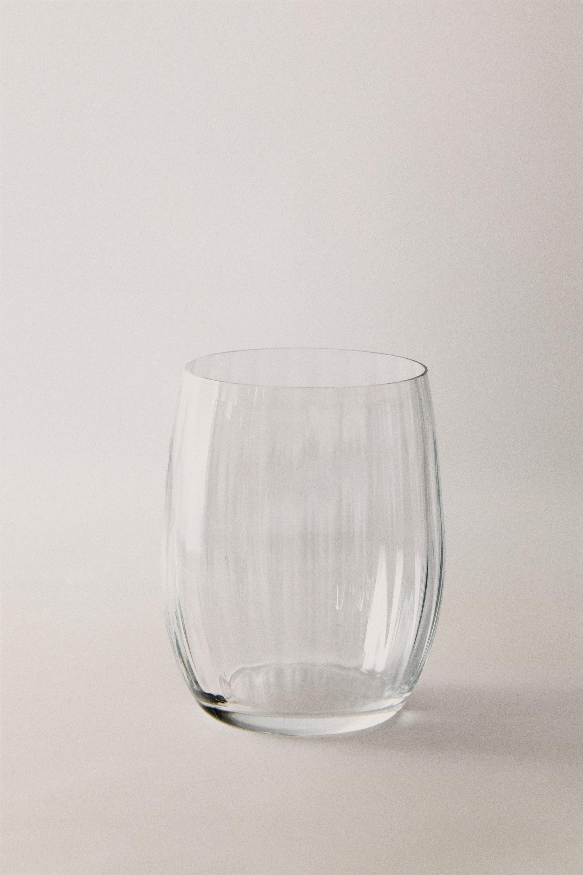 BOHEMIA CRYSTAL TUMBLER WITH LINES — Transparent