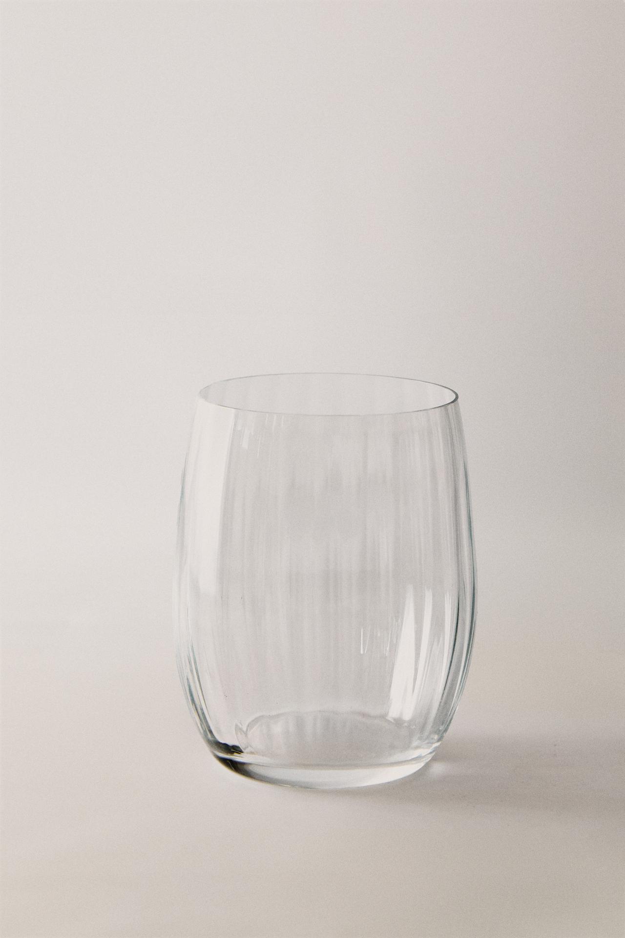 BOHEMIA CRYSTAL TUMBLER WITH LINES — Transparent