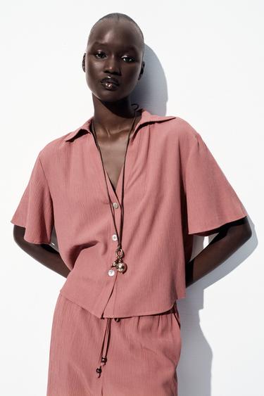 CHEMISE MANCHES COURTES EFFET FROISSÉ - MARSALA de Zara