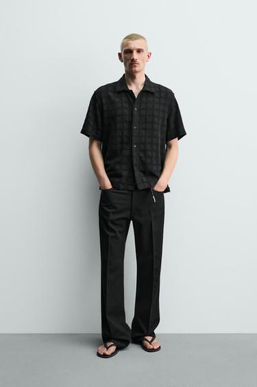 РУБАШКА ИЗ ВЫСТИРАННОЙ ТКАНИ — ЧЕРНЫЙ от Zara
