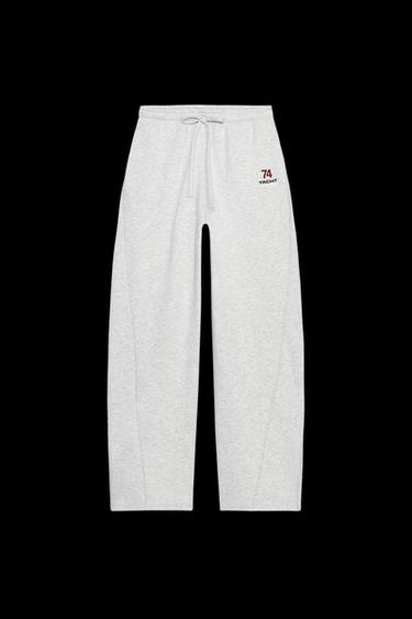 Zara TEXT DETAIL PLUSH PANTS - Gray marl - Image 0