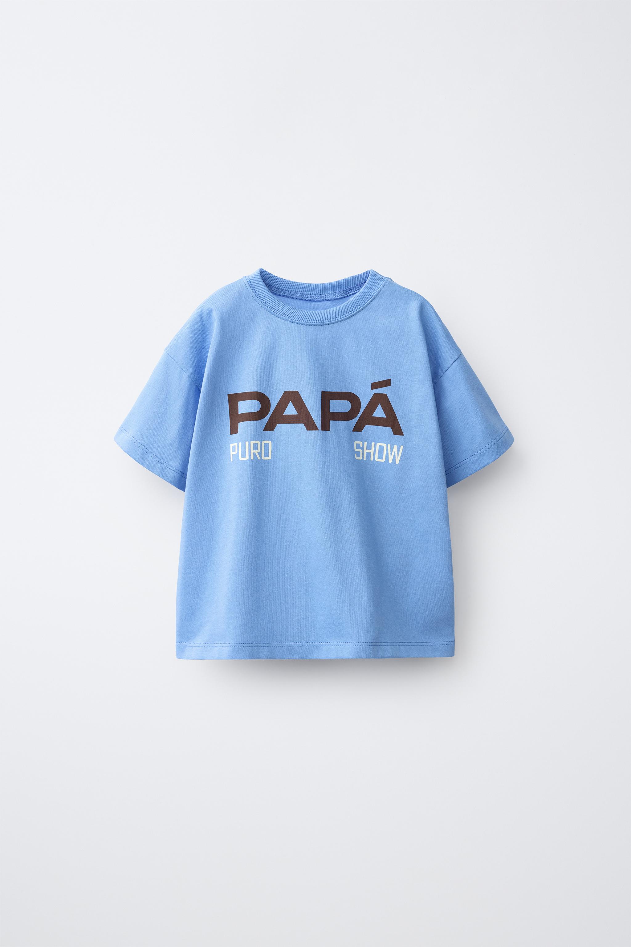 MUM AND DAD PRINT T-SHIRT — Light blue
