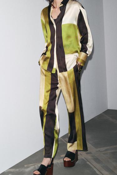 PRINTED SATIN SHIRT - Green by Zara - Image 4
