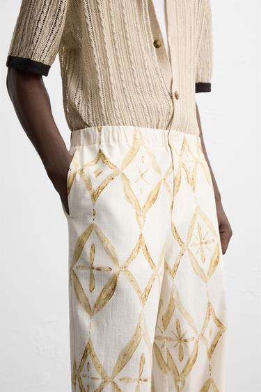 PANTALON RELAXED FIT À IMPRIMÉ GÉOMÉTRIQUE - Multicolore de Zara - Image 4