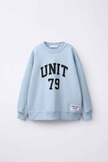 SUDADERA TEXTO JOGGING - Azul pastel de Zara - Imagen 0