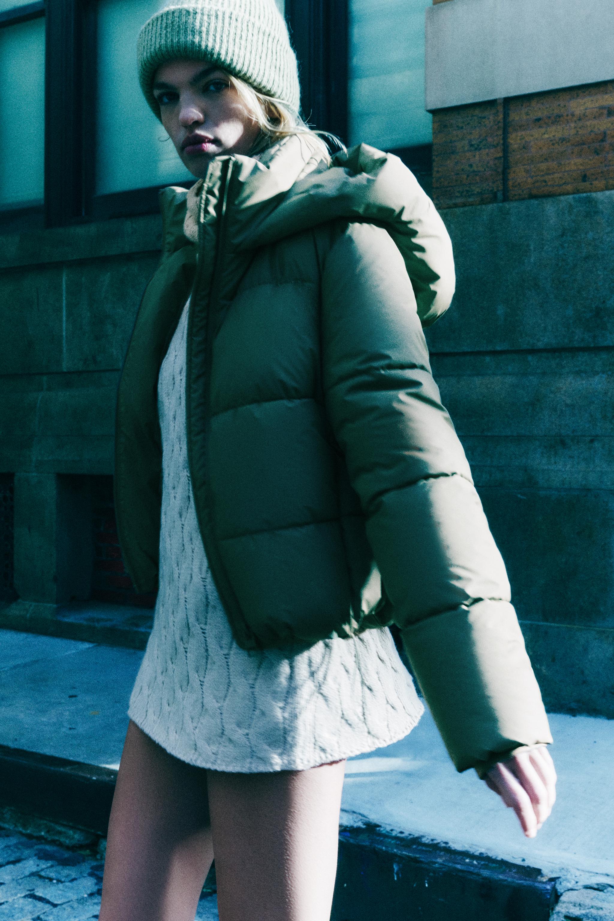 Green velvet cheap puffer jacket zara