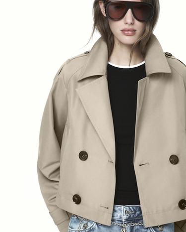 TRENCH CORTO CRUZADO - Tostado de Zara