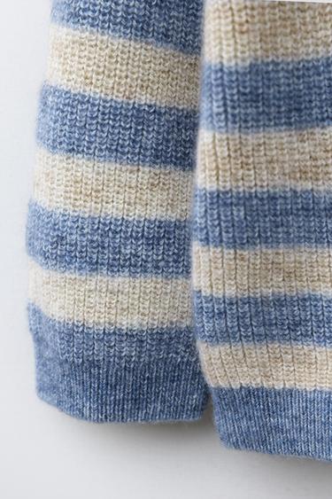 STRIPED WOOL AND CASHMERE SWEATER - Blue marl by Zara - Image 2