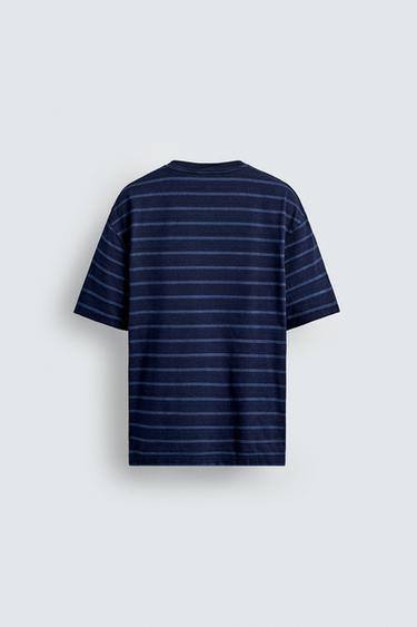 JACQUARD STRIPE T-SHIRT - Blue / Indigo by Zara - Image 7