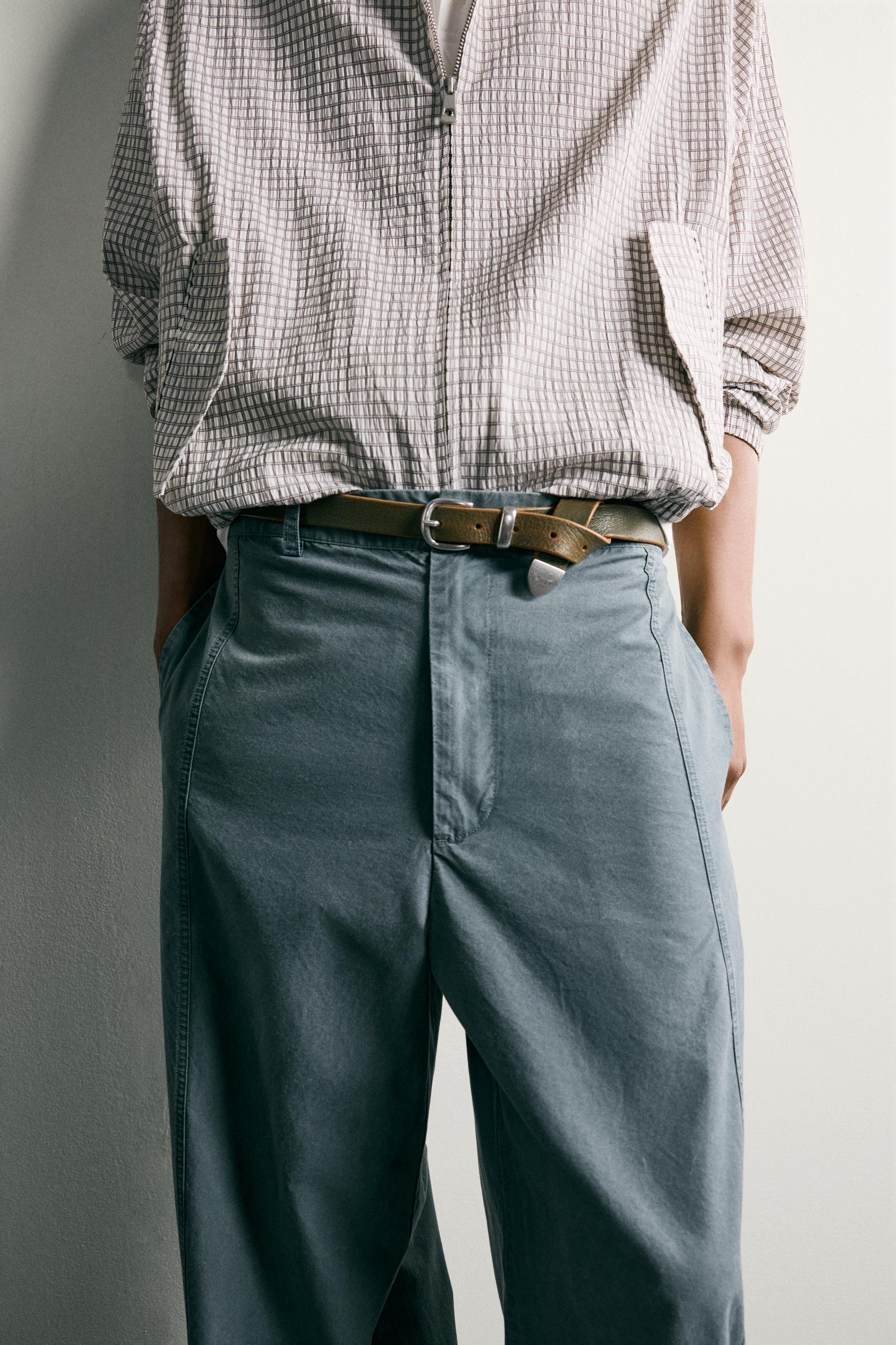 Мужские брюки Zara WASHED RELAXED FIT PANTS WITH TABS — фото 5