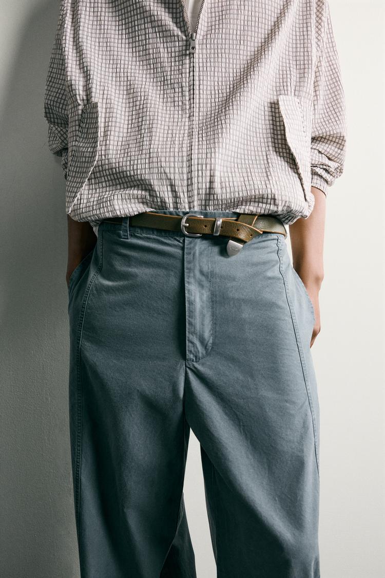 WASHED RELAXED FIT TROUSERS WITH TABS