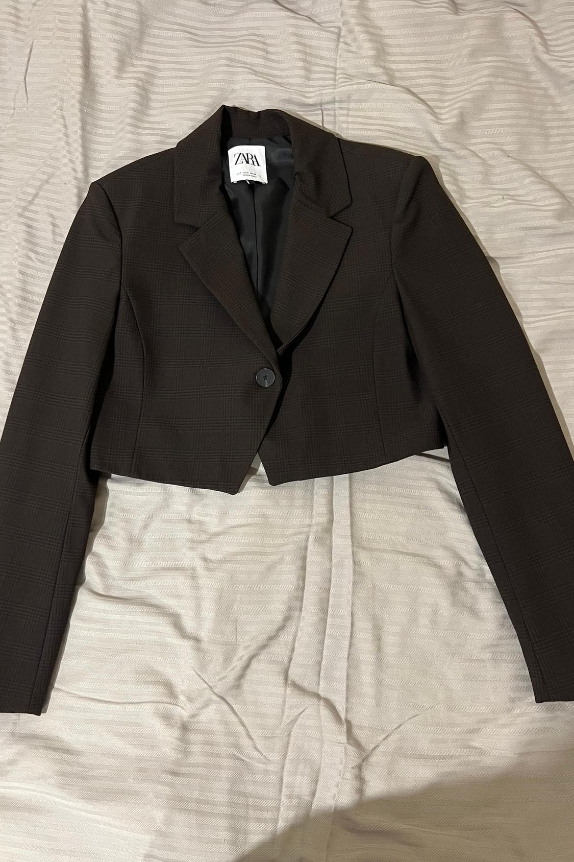 CROPPED CHECK BLAZER - Image 2