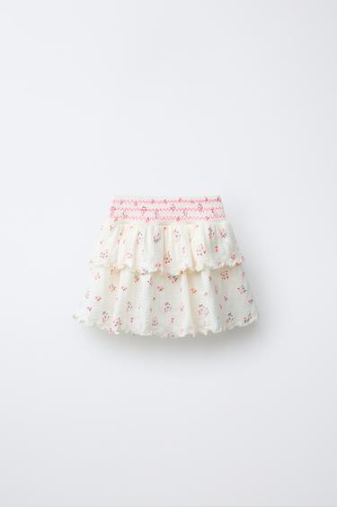 JUPE-SHORT TEXTURE FLEURS - Écru de Zara - Image 1